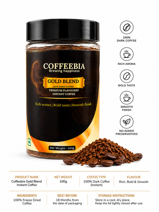 COFFEEBIA Gold Blend – 100% Pure Instant Coffee (100g)