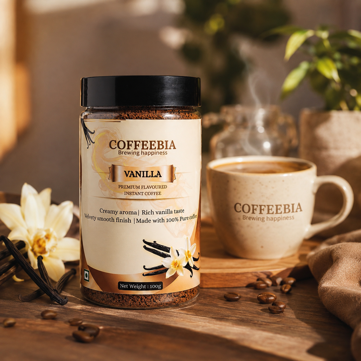 Coffeebia Vannila Flavour Instant Coffee (100g)