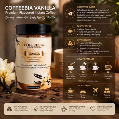 Coffeebia Vannila Flavour Instant Coffee (100g)