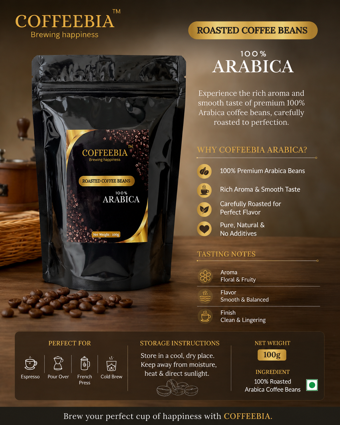 Coffeebia Roasted Coffee beans (100g)