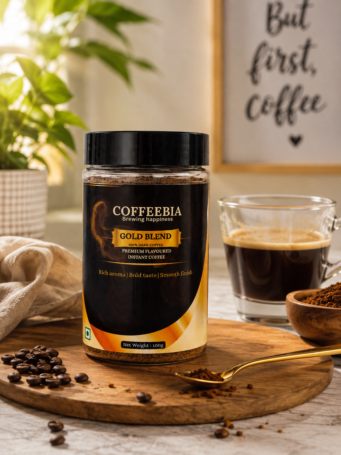 COFFEEBIA Gold Blend – 100% Pure Instant Coffee (100g)