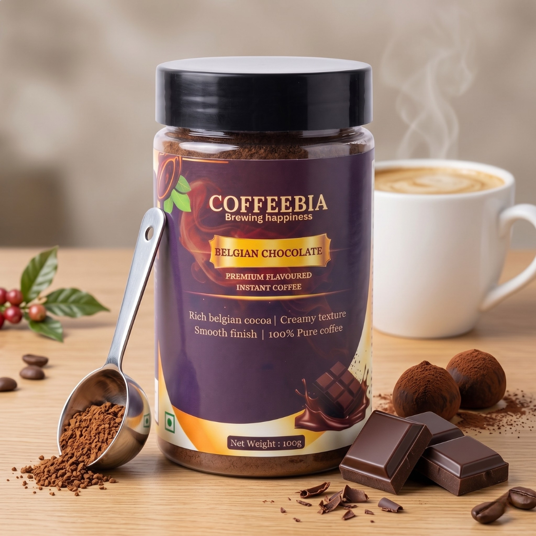 Coffeebia Belgian Chocolate Flavour Instant Coffee (100g)