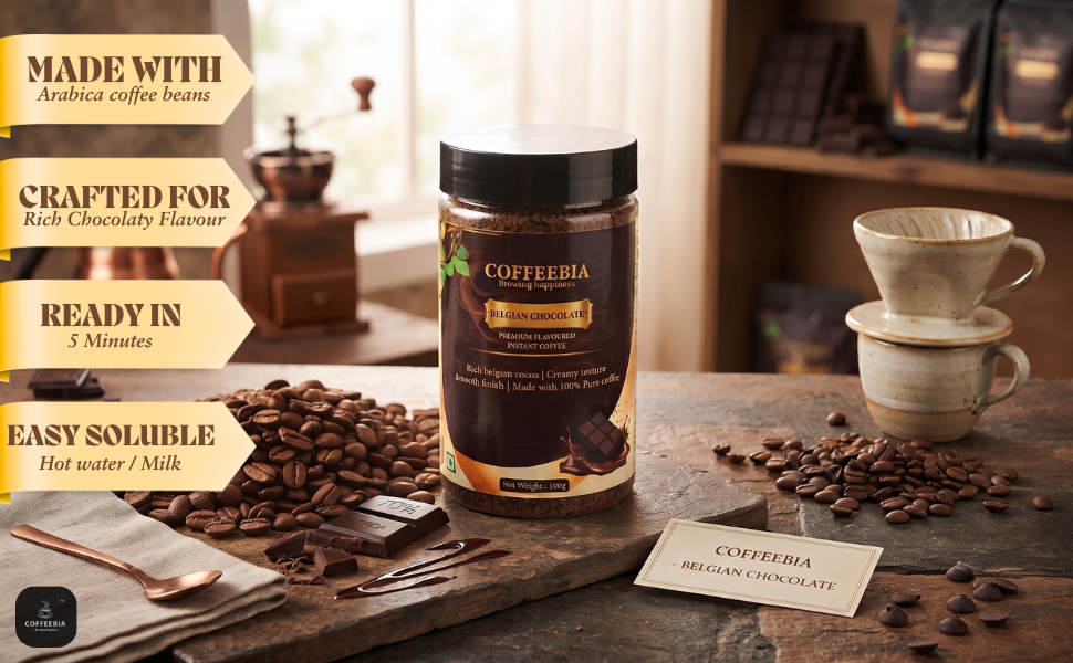 Coffeebia Belgian Chocolate Flavour Instant Coffee (100g)